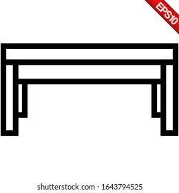 table icon outline, perfect pixel, pictogram, black line