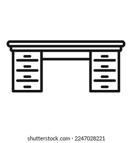 Table icon outline vector. Wood furniture. Top desk