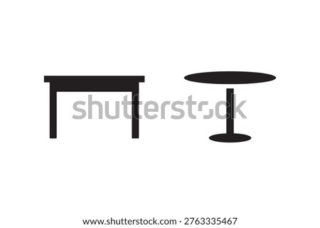 Table icon set furniture vector icons for home office interior design