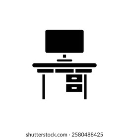 Table icon silhouette on white background. Linear style sign for mobile concept and web design. Table symbol logo illustration.