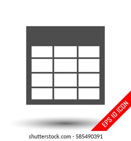 Table icon. Table of statistics sign. Simple flat logo of empty table document on white background. Vector illustration.