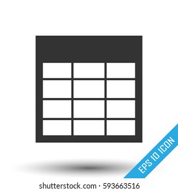 Table icon. Table of statistics sign. Simple flat logo of empty table document on white background. Vector illustration.