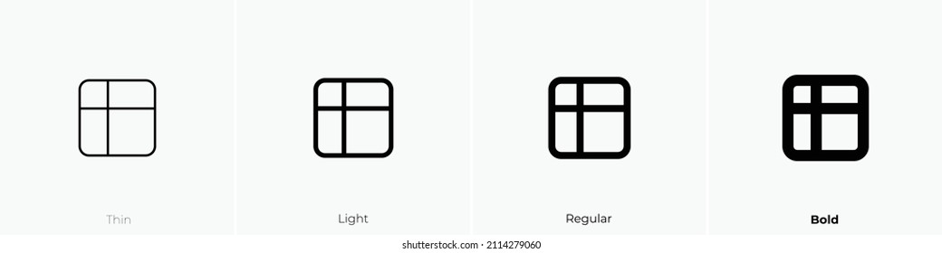 table icon. Thin, Light Regular And Bold style design isolated on white background