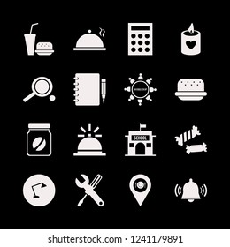 table icon. table vector icons set notebook pencil, halloween candy, fast food and school bell