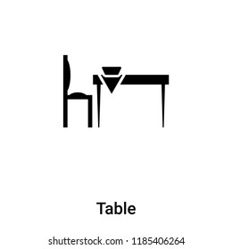 Table icon vector isolated on white background, logo concept of Table sign on transparent background, filled black symbol