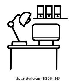 The table icon. Workplace and job, office, working symbol. Flat Vector illustration
