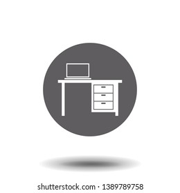 The table icon. Workplace and job, office, working symbol. Flat Vector illustration