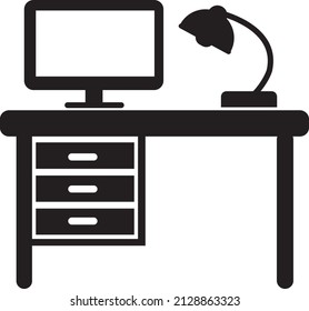 The table icon. Workplace and job, office, working symbol. Flat Vector illustration.eps
