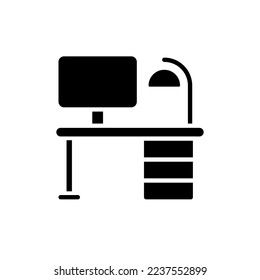 The table icon. Workplace and job, office, working symbol. Flat Vector illustration
