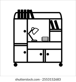 The table icon. Workplace and job, office, working symbol. Flat Vector illustration