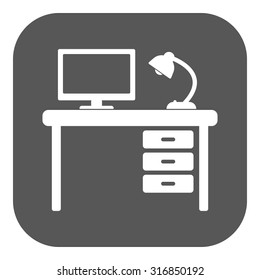 The table icon. Workplace and job, office, working symbol. Flat Vector illustration. Button