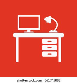 The table icon. Workplace and job, office, working symbol. Flat Vector illustration