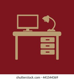 The table icon. Workplace and job, office, working symbol. Flat Vector illustration