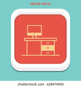 The table icon. Workplace and job, office, working symbol. Flat Vector illustration
