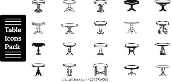 Pacote de ícones de tabela, Design de silhueta