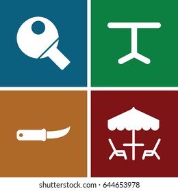 Table icons set. set of 4 table filled icons such as