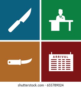 Table icons set. set of 4 table filled icons such as gardening knife