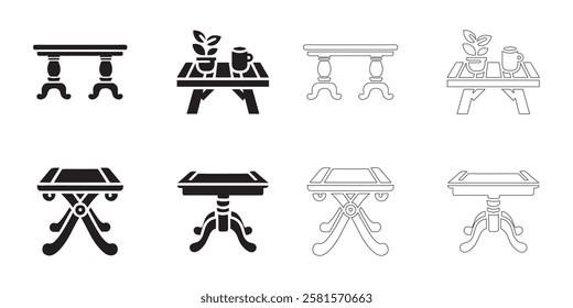 table icons set in black color simple and clean vector illustration on a white background.
