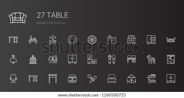 Table Icons Set Collection Table Picnic Stock Vector