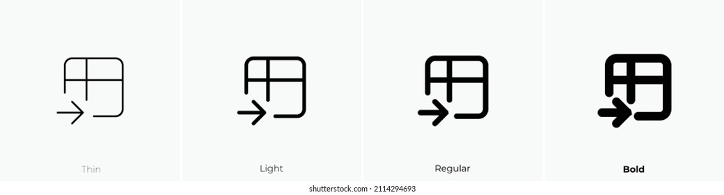 table import icon. Thin, Light Regular And Bold style design isolated on white background