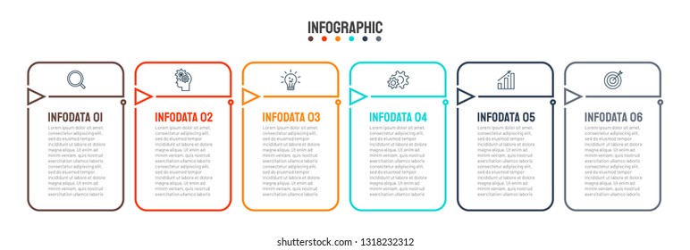 Table infographic design vector with thin line elements. Business concept with 6 options, steps or processes. Can be used for workflow diagram, annual report, presentations, poster.