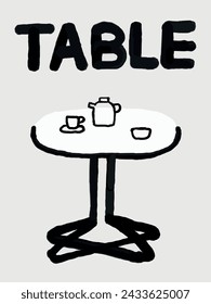 Table interior furniture poster Postcard black and white abstract art postcards
