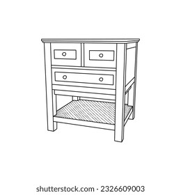 Table interior line art design template, vector symbol, sign, outline illustration. icon from furniture collection isolated on white background
