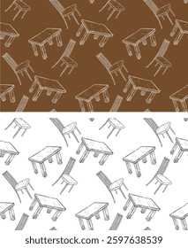 Сpelo y mesa aislados en blanco, Ilustración vectorial dibujada a mano, imagen de estilo doodle. Imagen de Vector 100% dibujado a mano.