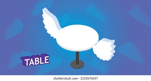 Table isometric design icon. Vector web illustration. 3d colorful concept