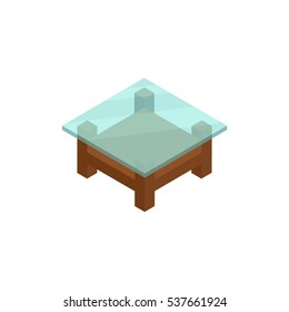 Table isometric icon or logo. 3d vector illustration of table. Isometric vector furniture. Element of home interior for web design, mobile app, infographic. Vector isometric icon of table