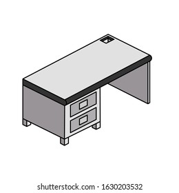 Table with isometric icon vector illustration logo template for many purpose