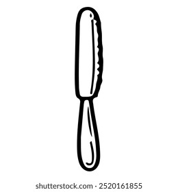 Table knife for meat hand drawn doodle. Utensil for eating food. Cutlery. Tableware. Kitchenware. Dining table setting. Vector sketch line art illustration.