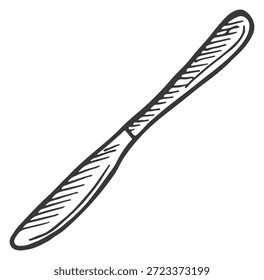 Table knife sketch. Dinner cutlery. Hand drawn utensil