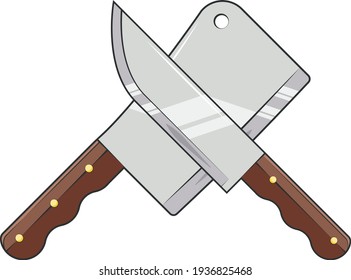 Table knives for cooking. Cleaver, knife, kitchen.