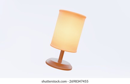 Ícone de vetor 3D da lâmpada de tabela isolado no plano de fundo pastel. Vintage mockup iluminação mobiliário decorativo quarto abajur energia elétrica. Estilo mínimo de desenho animado. Eps 10 vetor. ilustração