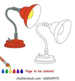 Table Lamp to be colored, the coloring book for preschool kids with easy educational gaming level.
