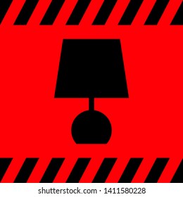 Table lamp black on a red background, vector illustration for design.