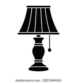Table lamp black silhouette icon for interior design with interior furniture lighting silhouette