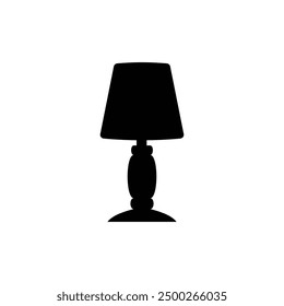 Table lamp, black vector icon, in isolated white backgroundblack vector icon, in isolated white background