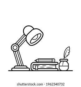Table Lamp and Book Vector Illustration. Back to School