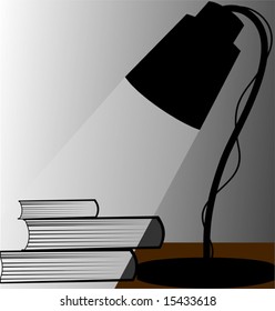 table lamp and books	