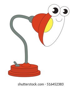 Table lamp cartoon. Colorful outlined object with black stroke.