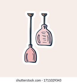 Table lamp for a cozy home for interior decoration.Hand-drawn design elements. Isolated objects on background.