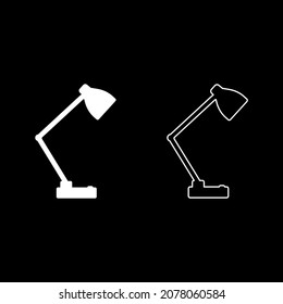 Table lamp Desk light electric for interior home icon white color vector illustration flat style simple image set