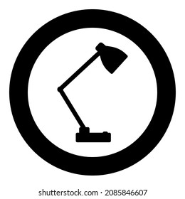 Table lamp Desk light electric for interior home icon in circle round black color vector illustration image solid outline style simple