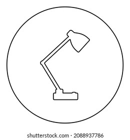 Table lamp Desk light electric for interior home icon in circle round black color vector illustration image outline contour line thin style simple