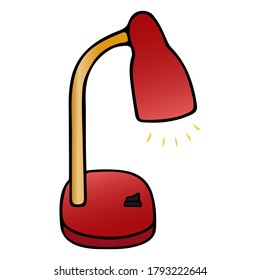 Table lamp. Desktop lighting tool. Colored vector illustration. Isolated white background. Cartoon style. Home interior item. Bright light. Illustration for web design, sticker.