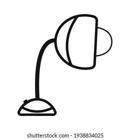 Table lamp in doodle style. Hand drawn Vector illustration isolated on white. Continuous one line drawing