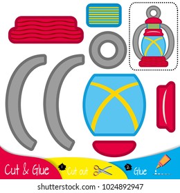 Table lamp. Education paper game for preshool children. Vector illustration.