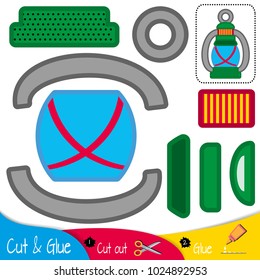 Table lamp. Education paper game for preshool children. Vector illustration.